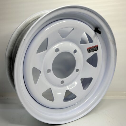 New 15 Inch  5 on 5.5   White  Spoke  Trailer Wheel Rim  15555WS