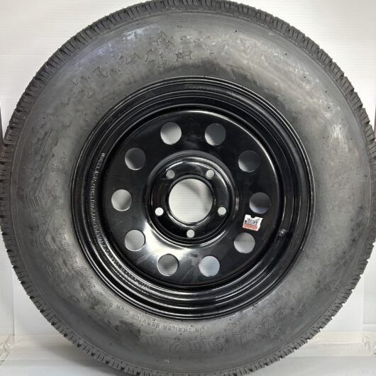 Radial Tire On Rim ST205/75R15  5X5 Utility Trailer  Wheel  Black Mod