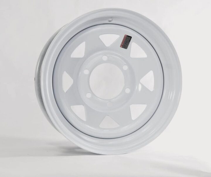 15" Inch  6 Lug  White  Spoke   Utility  Trailer  Wheel  Rim   RV Camper   15655WS