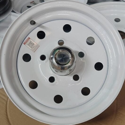 12" Inch 5 Lug   White Mod   Boat Camper   Trailer Wheel Rim   12545WM  W/CAP